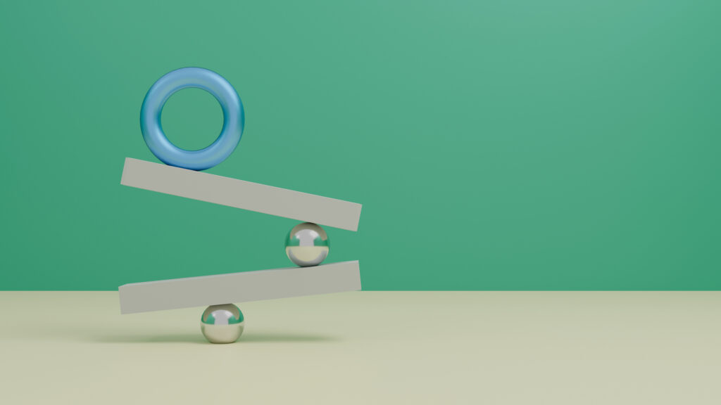 Balance concept sculpture. 3d illustration render