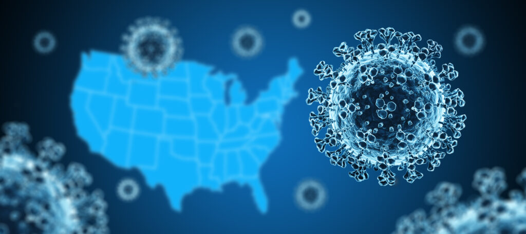 Coronavirus with USA Map Background