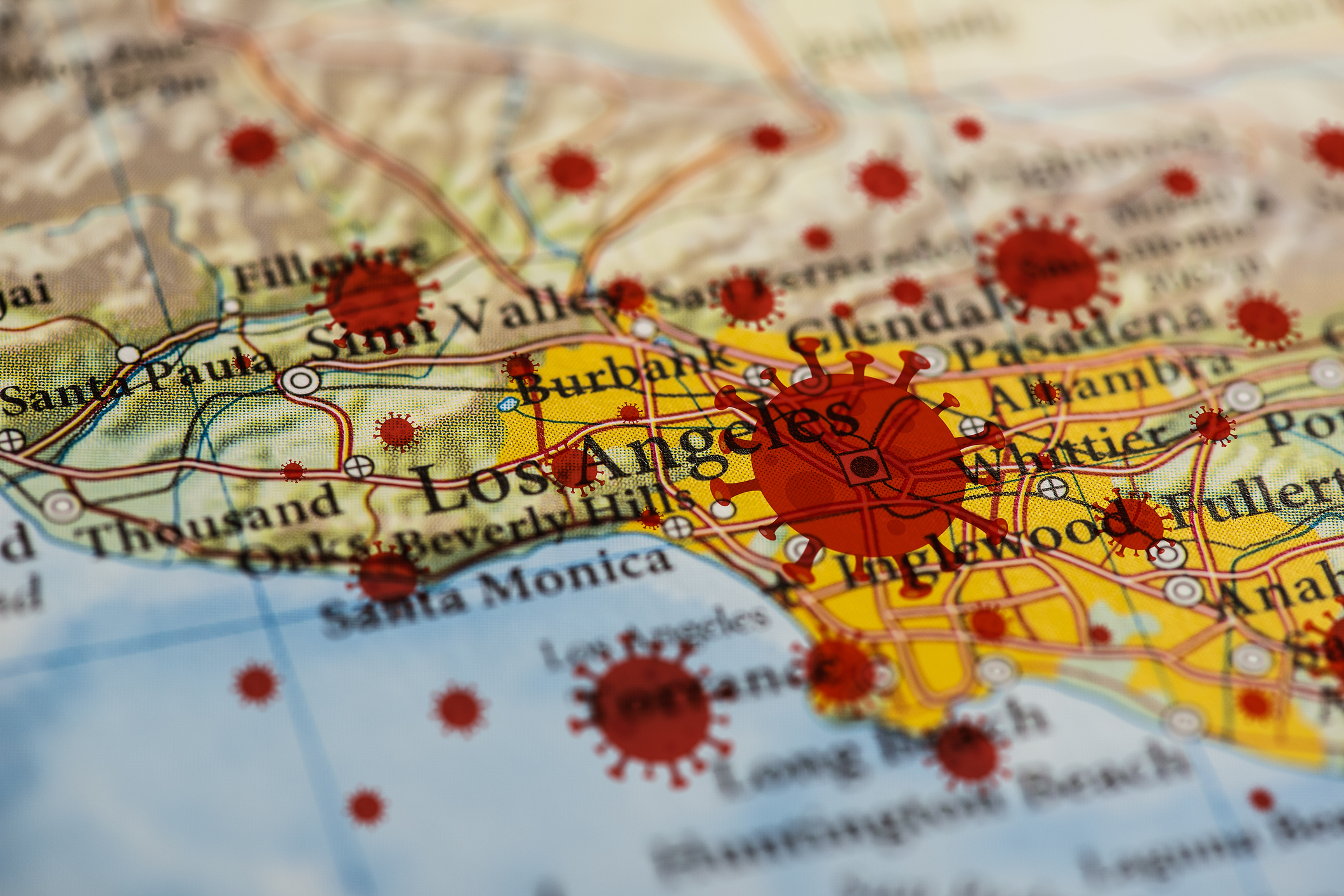Coronavirus infection map, Los Angeles