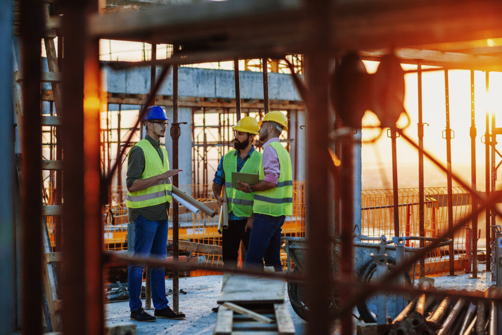 Experienced engineer explaining the problems in construction works