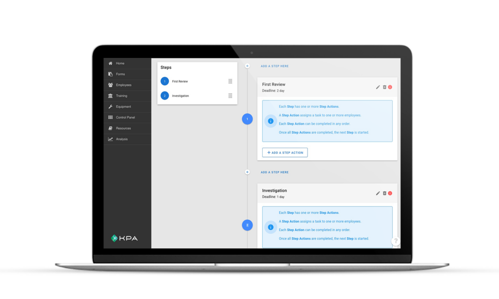 KPA EHS software workflow engine