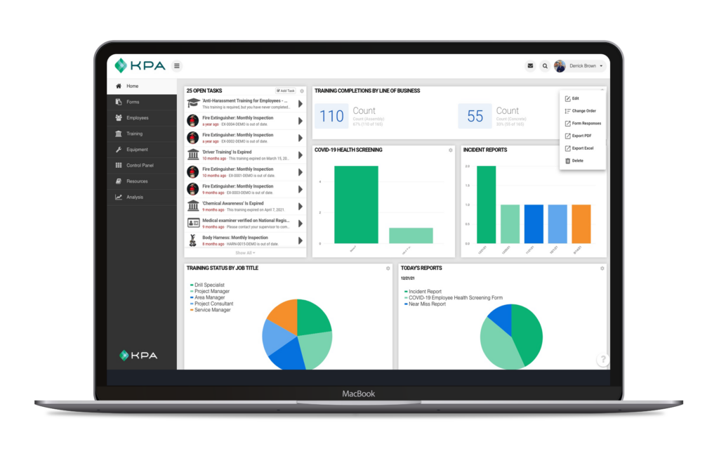 configurable dashboard on laptop