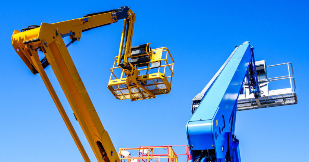 modern lifter in front blue sky