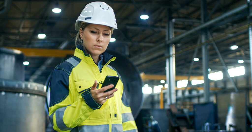 employee using mobile device
