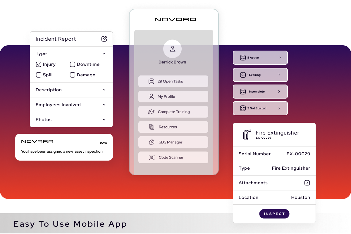 Novara EHS mobile reporting software.