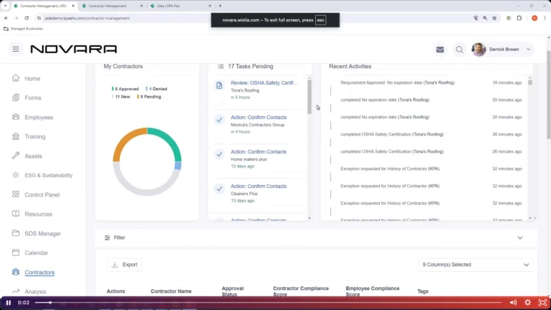 Contractor Management Screen shot